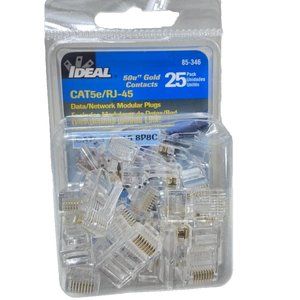 25 Pack Ideal 85-346 Data/Network Modular Plugs Plug CAT5e/RJ-45 Brand New